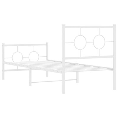 vidaXL Kovový rám postele s hlavovým a nožním čelem bílý 75 x 190 cm