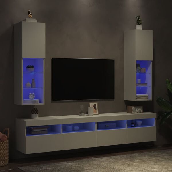 vidaXL TV skříňky s LED osvětlením 2 ks bílé 30,5 x 30 x 102 cm