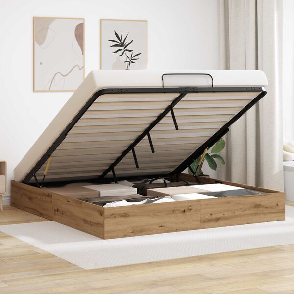 vidaXL Ottoman postel Uměleck&yacute; dub 193 x 120 x 25 cm Dřevotř&iacute;ska