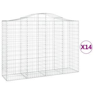 vidaXL Klenut&eacute; gabionov&eacute; ko&scaron;e 14ks 200x50x140/160cm pozinkovan&eacute; železo