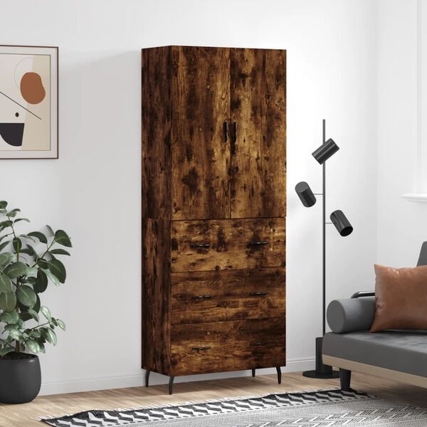 vidaXL Skř&iacute;ň highboard kouřov&yacute; dub 69,5 x 34 x 180 cm kompozitn&iacute; dřevo