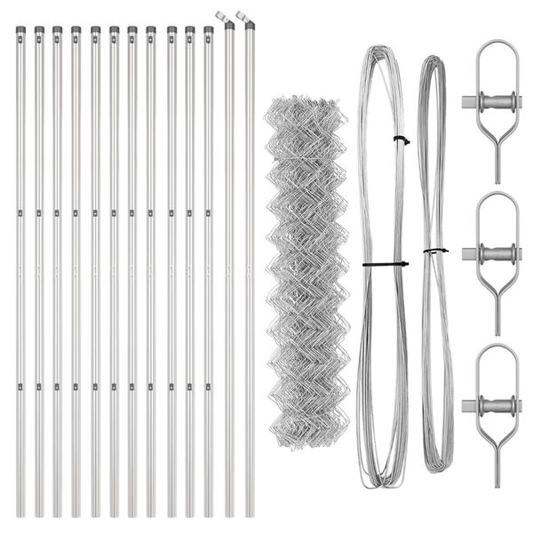vidaXL Plotov&yacute; sloupek. Stř&iacute;brn&aacute; 25 x 1 m (60 x 60 mm pletivo) Ocel