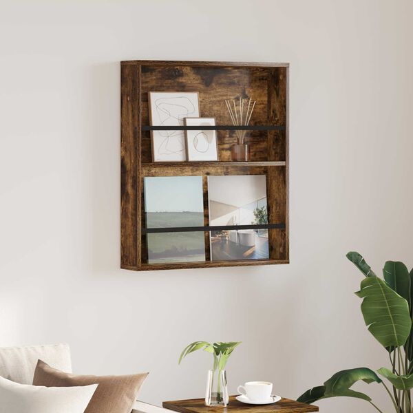 vidaXL Reg&aacute;l na časopisy Kouřov&yacute; dub 60 x 12 x 70 cm kompozitn&iacute; dřevo