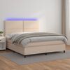 vidaXL Box spring postel matrace a LED cappuccino 140x190cm uměl&aacute; kůže