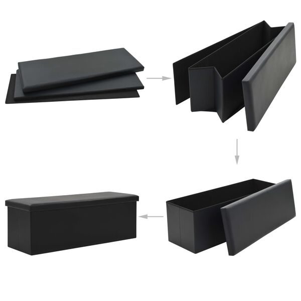vidaXL Skl&aacute;dac&iacute; &uacute;ložn&aacute; lavice z uměl&eacute; kůže 110 x 38 x 38 cm čern&aacute;