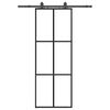 vidaXL Posuvn&eacute; dveře se sadou kov&aacute;n&iacute; čern&eacute; 76x205 cm ESG Glass