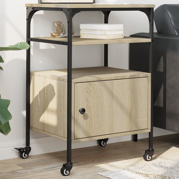 vidaXL Stojan na tisk&aacute;rnu 3patrov&yacute; dub sonoma 50 x 40 x 76 cm kompozit