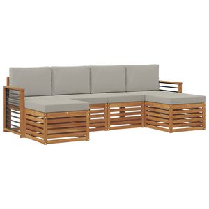 vidaXL Sedac&iacute; soupravy s pol&scaron;t&aacute;řem 6 pcs Př&iacute;rodn&iacute; a světle &scaron;ed&aacute;