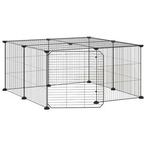 vidaXL 12panelov&aacute; ohr&aacute;dka pro zv&iacute;řata s dv&iacute;řky čern&aacute; 35 x 35 cm ocel