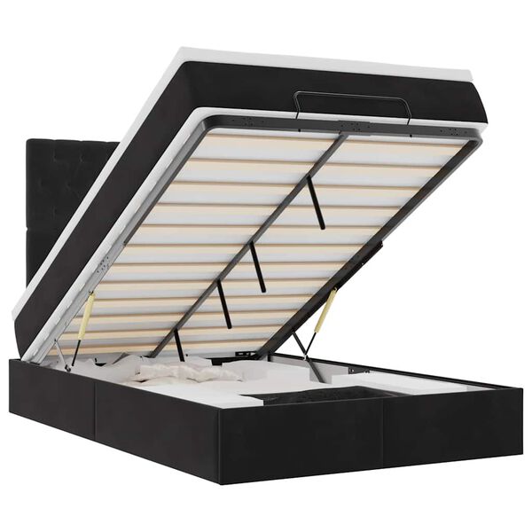 vidaXL Osmansk&yacute; r&aacute;m postele s matracemi čern&yacute; 120x200cm samet