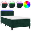 vidaXL Box spring postel s matrac&iacute; a LED tmavě zelen&aacute; 90x190 cm samet