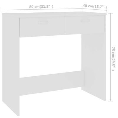 vidaXL Psací stůl bílý 80 x 40 x 75 cm dřevotříska