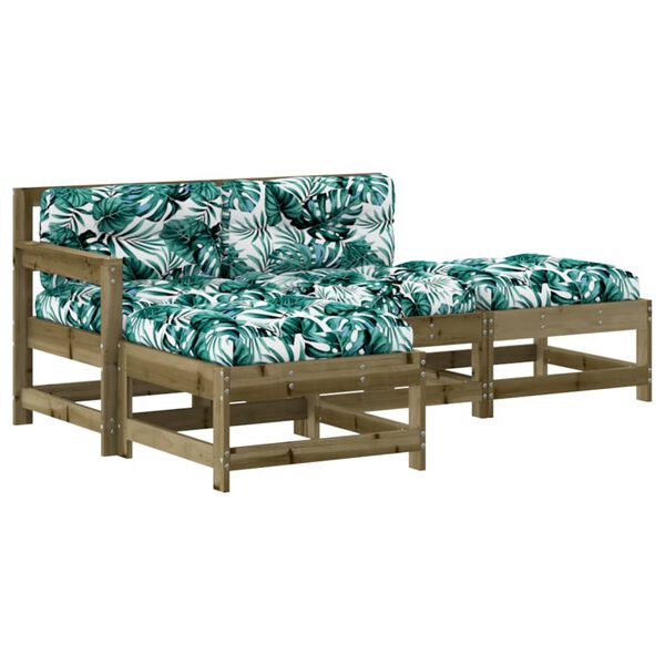 vidaXL 4d&iacute;ln&aacute; zahradn&iacute; sedac&iacute; souprava a podu&scaron;ky impregnovan&aacute; borovice