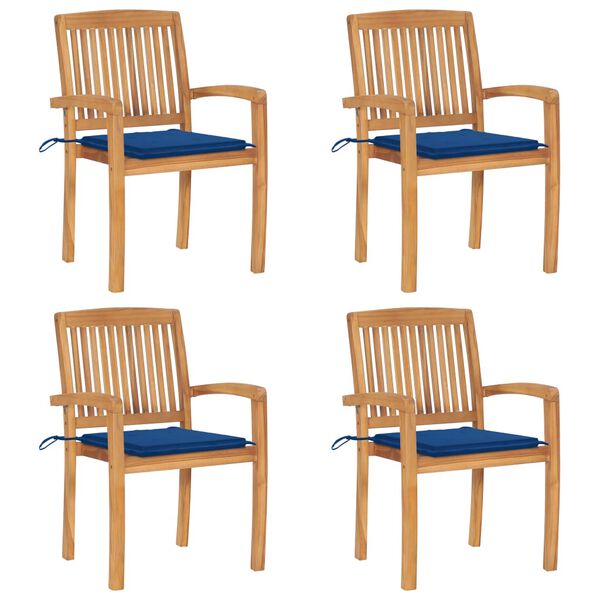 vidaXL Stohovac&iacute; zahradn&iacute; židle s podu&scaron;kami 4 ks masivn&iacute; teak