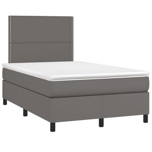 vidaXL Box spring postel s matrac&iacute; &scaron;ed&aacute; 120x190 cm uměl&aacute; kůže