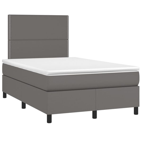 vidaXL Box spring postel s matrac&iacute; &scaron;ed&aacute; 120x190 cm uměl&aacute; kůže