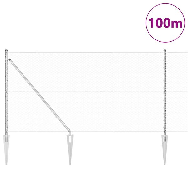 vidaXL Plotov&yacute; sloupek. Stř&iacute;brn&aacute; 100 x 1 m (25 mm s&iacute;ť) Ocel