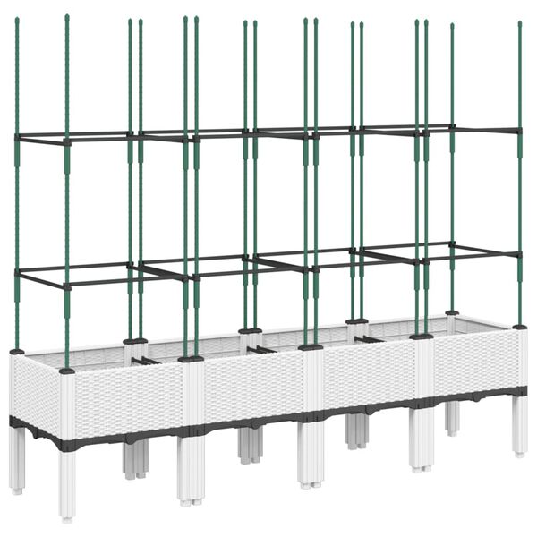 vidaXL Zahradn&iacute; truhl&iacute;k s trel&aacute;ž&iacute; b&iacute;l&yacute; 160 x 40 x 142,5 cm PP