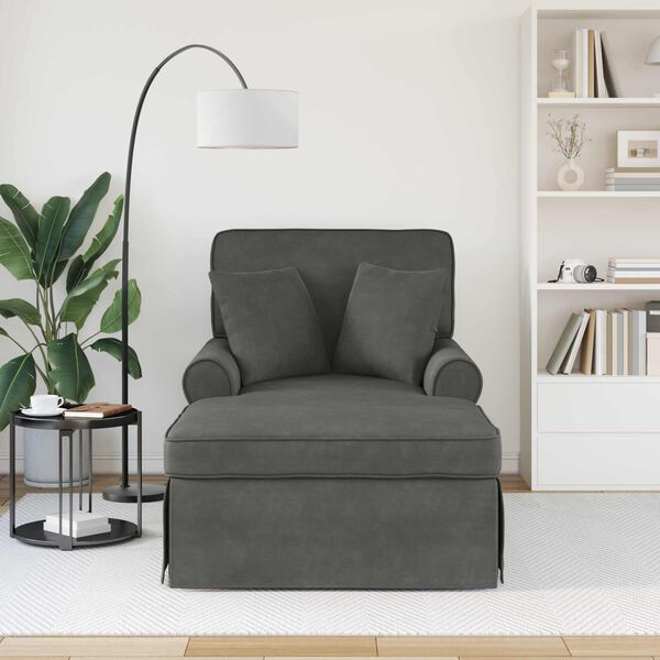 vidaXL Lounge chaise s vol&aacute;nem s pol&scaron;t&aacute;řem Tmavě &scaron;ed&aacute; 91 x 157 x 91 cm