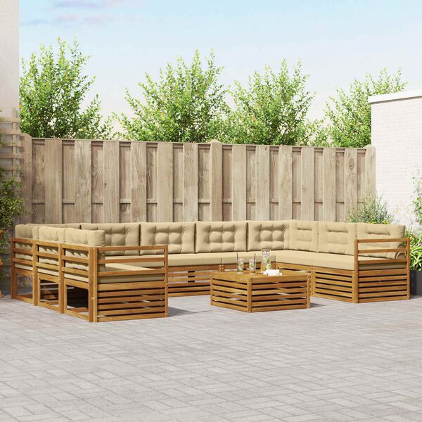 vidaXL Venkovn&iacute; pohovkov&aacute; souprava 10 pcs Přirozen&aacute; a B&eacute;žov&aacute;