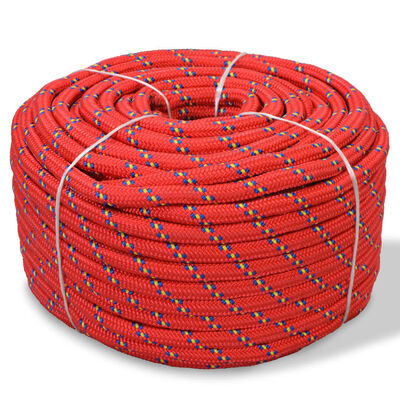 vidaXL Námořní lodní lano, polypropylen, 6 mm, 100 m, červené