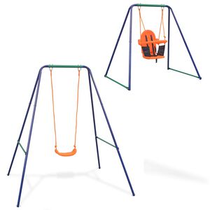 vidaXL Houpačka pro jedno d&iacute;tě a houpačka pro batole 2 v 1 oranžov&aacute;