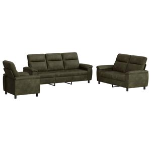 vidaXL Set pohovek 3 pcs Arm&aacute;dně zelen&aacute; Uměl&aacute; semi&scaron;ov&aacute; kůže