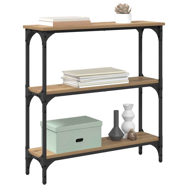 vidaXL Konzolov&yacute; stolek s polic&iacute; Artisanov&yacute; dub 75 x 22,5 x 75 cm