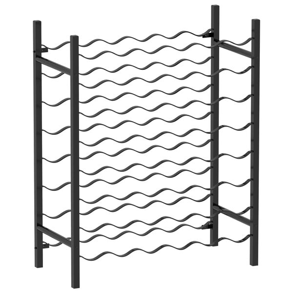 vidaXL Stojan na víno na 48 lahví černý kov