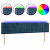 vidaXL Čelo postele s LED tmavě modr&eacute; 203 x 16 x 78/88 cm samet