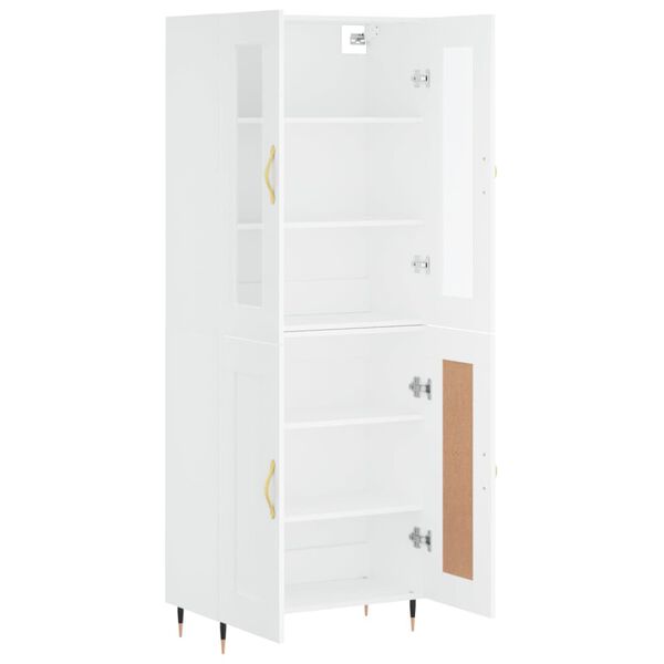 vidaXL Skř&iacute;ň highboard b&iacute;l&aacute; 69,5 x 34 x 180 cm kompozitn&iacute; dřevo