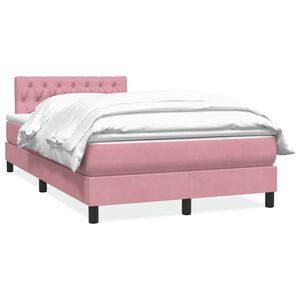 vidaXL Box spring postel s matrac&iacute; růžov&aacute; 120x220 cm samet