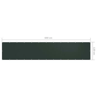 vidaXL Balkónová zástěna tmavě zelená 120 x 600 cm oxfordská látka