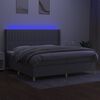vidaXL Box spring postel s matrac&iacute; a LED světle &scaron;ed&aacute; 200x200 cm textil