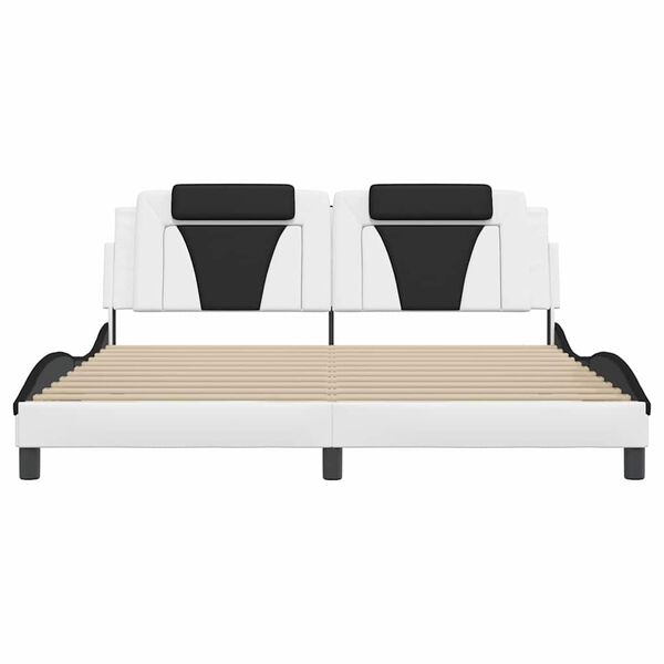 vidaXL R&aacute;m postele Viana bez matrace b&iacute;l&yacute; a čern&yacute; 180 x 200 cm uměl&aacute; kůže