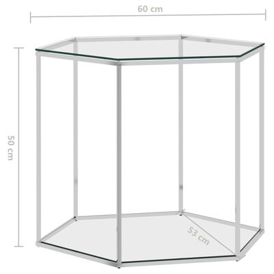 vidaXL Konferenční stolek stříbrný 60x53x50 cm nerezová ocel a sklo