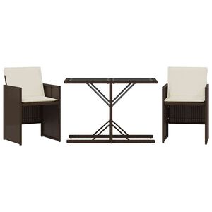 vidaXL 3d&iacute;ln&yacute; bistro set s podu&scaron;kami hněd&yacute; polyratan