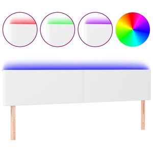 vidaXL Čelo postele s LED b&iacute;l&eacute; 200x5x78/88 cm uměl&aacute; kůže