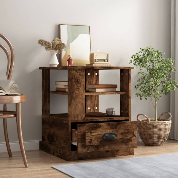 vidaXL Odkl&aacute;dac&iacute; stolek kouřov&yacute; dub 50 x 50 x 60 cm kompozitn&iacute; dřevo