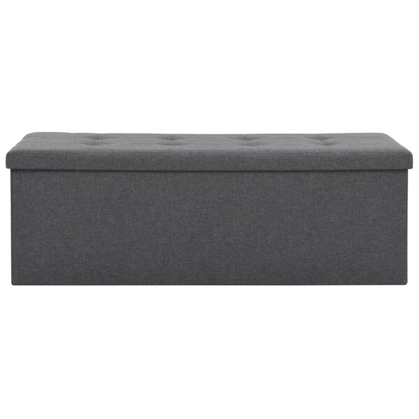 vidaXL Skl&aacute;dac&iacute; &uacute;ložn&aacute; lavice uměl&yacute; len 110 x 38 x 38 cm tmavě &scaron;ed&aacute;