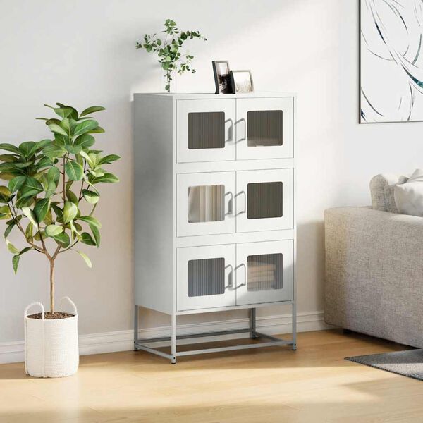 vidaXL Skříň highboard bílá 68x39x123 cm ocel