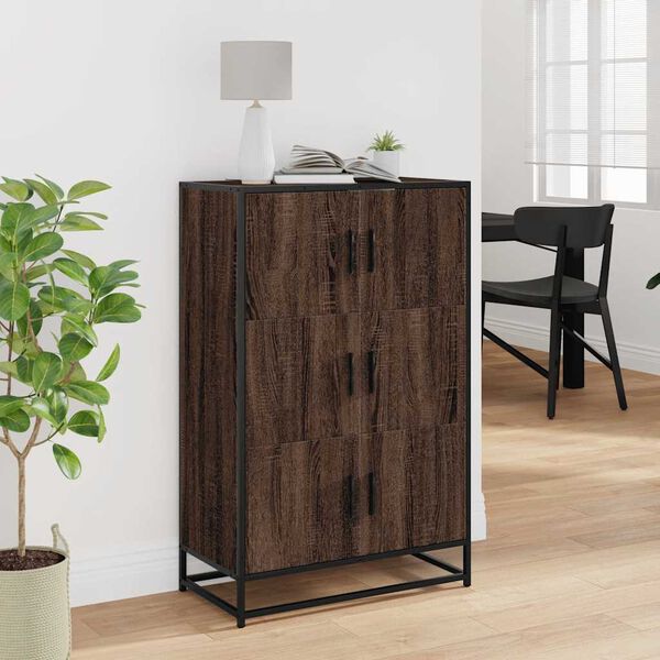 vidaXL Skř&iacute;ň highboard hněd&yacute; dub 68x35x106,5 cm kompozit a kov