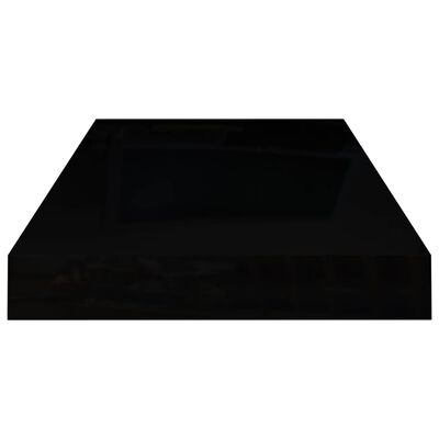 vidaXL Plovoucí nástěnné police 2 ks lesklé černé 50 x 23 x 3,8 cm MDF