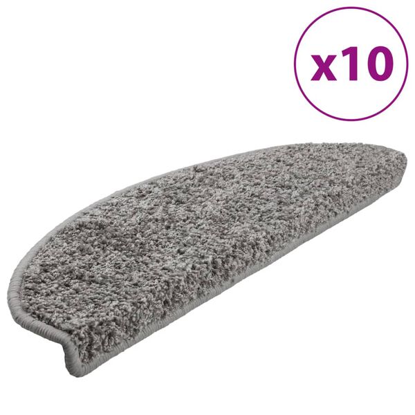vidaXL Schodov&eacute; rohože 10 ks 65 x 21 x 4 cm &scaron;ed&eacute;, půlkulat&eacute;, velk&eacute;