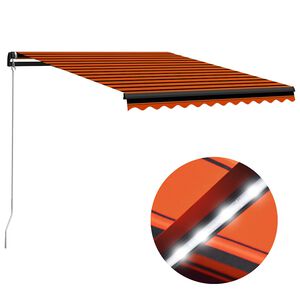 vidaXL Ručně zatahovac&iacute; mark&yacute;za s LED světlem 350x250 cm oranžovohněd&aacute;