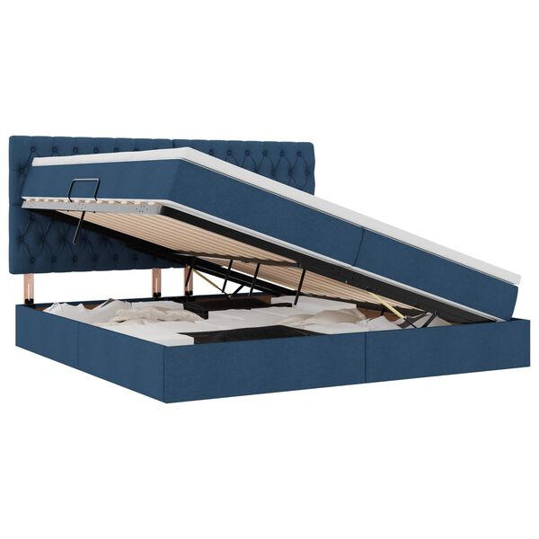 vidaXL Postel s &uacute;ložn&yacute;m prostorem a matrac&iacute; s čelo Modr&aacute; 200 x 200 cm