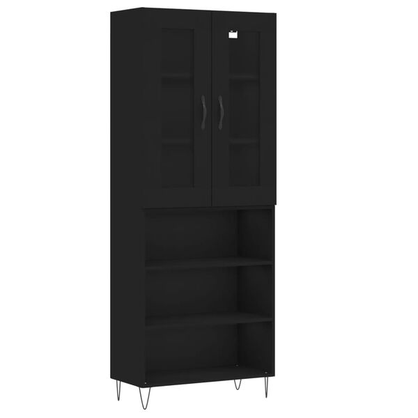 vidaXL Skř&iacute;ň highboard čern&aacute; 69,5 x 34 x 180 cm kompozitn&iacute; dřevo