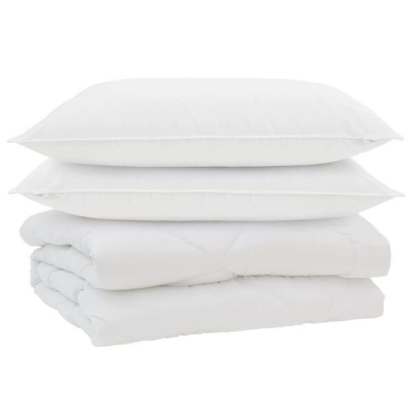 vidaXL Přikr&yacute;vka s pol&scaron;t&aacute;řem 3 pcs B&iacute;l&aacute; Mikrovl&aacute;kno