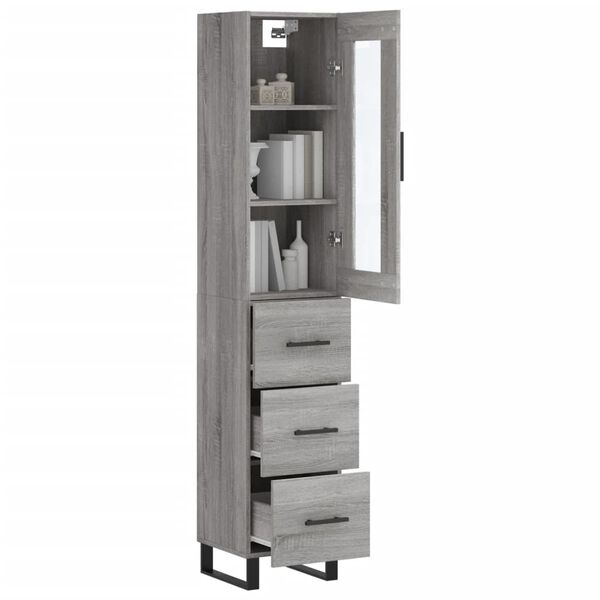 vidaXL Skř&iacute;ň highboard &scaron;ed&aacute; sonoma 34,5 x 34 x 180 cm kompozitn&iacute; dřevo