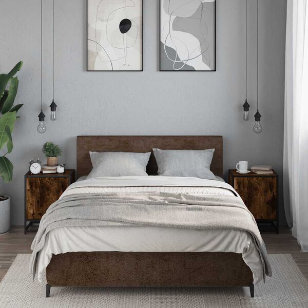 vidaXL Nočn&iacute; stolky 2 ks kouřov&yacute; dub 40x31x50cm kompozitn&iacute; dřevo a kov
